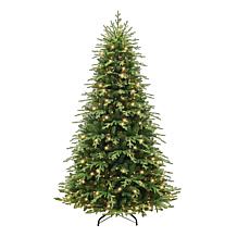 Glitzhome 7.5ft Pre-Lit Green Fir Artificial Christmas Tree