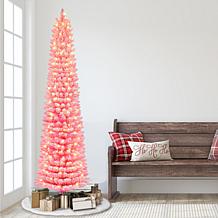 Puleo International 7.5' Pre-lit Pink Pencil Tree w/ 300 Clear Lights