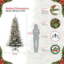 Puleo International 7.5' Pre-Lit Slim Flocked Aspen Fir Christmas Tree