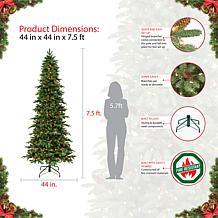 Puleo International 7.5' Pre-Lit Slim Spruce Artificial Christmas Tree
