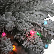 Puleo International 7.5'Lit Flocked Slim Fir Artificial Christmas Tree