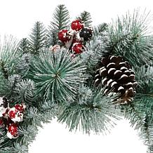 Puleo Intl. 24" Glitter Needle Mixed Christmas Wreath, Green