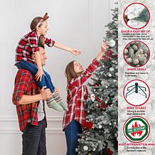 Puleo Intl. 6.5' Pre-lit Royal Majestic Spruce Green Tree Flocked Tree