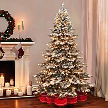 Puleo Intl. Pre-Lit 9' Flocked Royal Spruce Artificial Christmas Tree