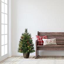 Puleo Intl. PreLit 2' Table Top Artificial Christmas Tree in Gold Base