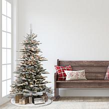 Puleo Intl PreLit 4.5' Slim Flocked AspenFir Artificial Christmas Tree