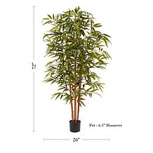 Pure Garden 6' Tall Artificial Bamboo Plant with Natural Trunk