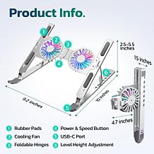 Purely F82 Adjustable Height Foldable Laptop Stand Cooling Pad