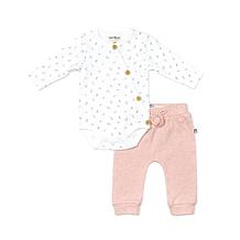 Rabbit + Bear Organic Cotton Girls Print Bodysuit Solid Pant
