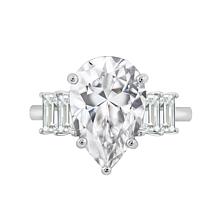 Radiance by Absolute™ 11.81ctw Pear with Baguette Sides Ring