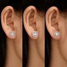 Radiance by Absolute™ 15ctw Mixed-Cut Halo Stud Earrings 3-piece Set