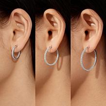Radiance by Absolute™ 18.30ctw Sterling Silver Hoop Earrings 3pc Set