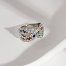 Radiance by Absolute™ 3.45ctw Platinum-Plated Rainbow Crossover Ring