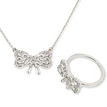 Radiance by Absolute™ 3ctw Bow Ring and Necklace 2-piece Set