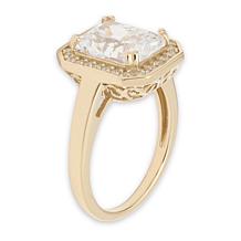 Radiance by Absolute™ 6ctw Simulated Diamond Emerald Cut Halo Ring
