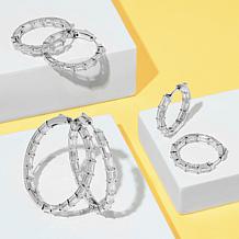Radiance by Absolute™ Emerald Cut 1" Inside-Outside Hoop Earrings