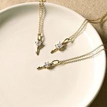 Radiance by Absolute™ Gold-Plated Round Stone Key Pendant with Chain