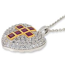 Radiance by Absolute™ Pavé Heart with Cross Pendant with Chain