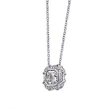 Radiance by Absolute™ Platinum-Plated Cushion Halo Pendant Necklace