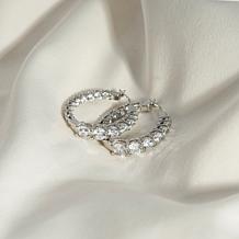 Radiance by Absolute™ Platinum-Plated Graduated Stone Hoop Earrings