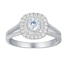 Radiance by Absolute™ Round Stone Double Halo Engagement Ring