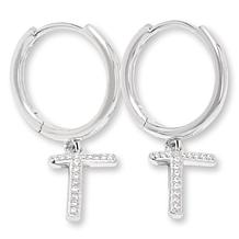 Radiance by Absolute™ Simulated Diamond Initial Huggie Hoop Earrings