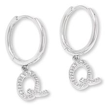 Radiance by Absolute™ Simulated Diamond Initial Huggie Hoop Earrings