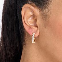 Radiance by Absolute™ Stainless Steel 1" Round Stone Hoop Earrings