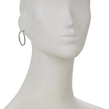 Radiance by Absolute™ Sterling Silver Baguette J-Hoop Earrings