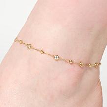 Radiance by Absolute™ Sterling Silver Bead Station Anklet