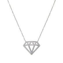 Radiance by Absolute™ Sterling Silver CZ Diamond-Shaped Drop Necklace