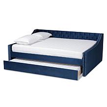 Raphael Velvet Fabric Upholstered Queen Size Daybed with Trundle