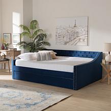 Raphael Velvet Fabric Upholstered Queen Size Daybed with Trundle