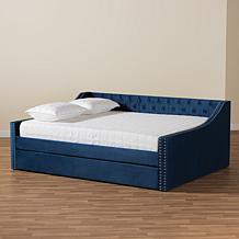 Raphael Velvet Fabric Upholstered Queen Size Daybed with Trundle