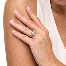 Rarities 14K Gold-Plated 14x10mm Gemstone and 0.49ctw Diamond Ring