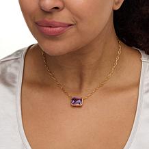 Rarities 18" Gold-Plated Oval Link Octagonal Gemstone Necklace