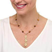 Rarities 18" Tiger's Eye and Gemstone No Evil Monkey Drop Necklace
