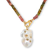 Rarities 20" Baroque Cultured Pearl and Gemstone Drop Necklace