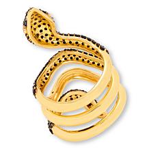 Rarities 22K Gold-Plated Snake Wrap Ring with Black Spinel