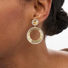 Rarities 3/4ctw Diamond Fluted Round Drop Gold-Plated Earrings