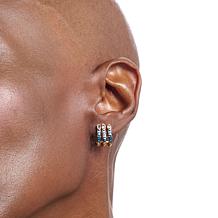 Rarities .35ctw Blue Diamond Gold-Plated Three-Row Earrings