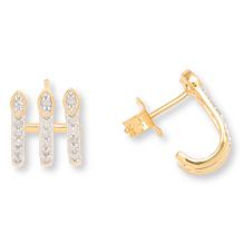 Rarities .35ctw White Diamond Gold-Plated Three-Row Earrings
