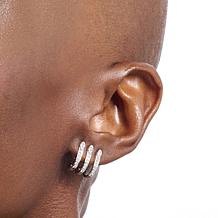 Rarities .35ctw White Diamond Rhodium-Plated Three-Row Earrings