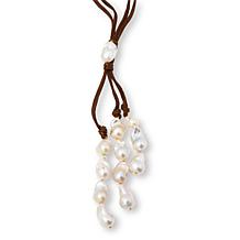 Rarities Baroque Pearl Y-Drop 32" Suede Necklace