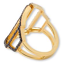 Rarities Black .66ctw Diamond Gold-Plated Sterling Silver Ring