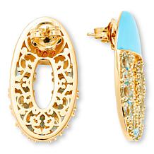 Rarities Blue Topaz and White Zircon Baby Blue Enamel Oval Earrings