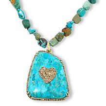 Rarities Compressed Turquoise and Champagne Diamond 36" Necklace