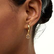 Rarities Gold-Plated 1/5ctw Diamond Hugger Hoop Dangle Earrings