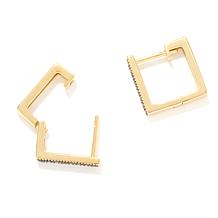 Rarities Gold-Plated 1/6ctw Diamond Square Huggie Hoop Earrings