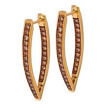 Rarities Gold-Plated 1ctw Colored Diamond Elongated Hoop Earrings